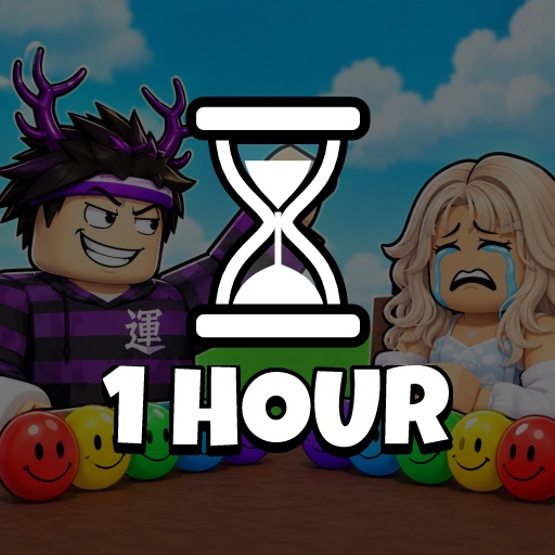 A Roblox game icon with an hourglass and the words 1 HOUR